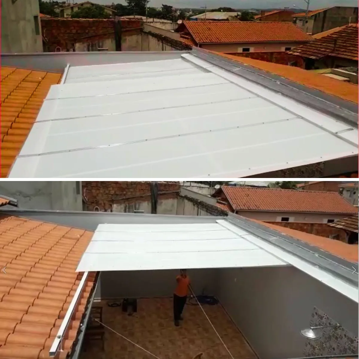 Reforma de Toldos e Coberturas em Salto SP Reforma de Toldos e Coberturas em Salto SP — Cobertura com estrutura metálica reforçada